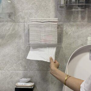 Wall Mount Paper Towel Dispenser,No Drilling Acrylic Bathroom Paper Towel Holder
